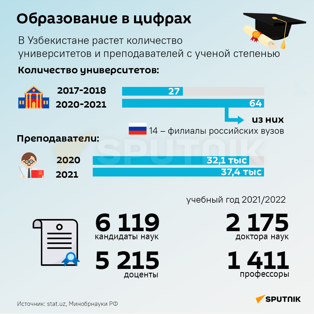 Образование в цифрах, инфографика - Sputnik Узбекистан