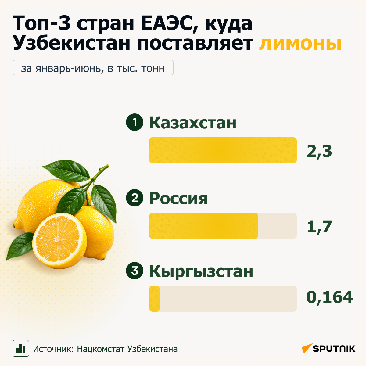 Топ–3 стран ЕАЭС, куда Узбекистан поставляет лимоны  - Sputnik Узбекистан