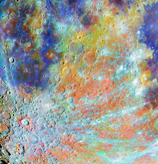 Снимок Tycho Crater Region with Colours французского фотографа Alain Paillou, занявший первое место в категории OUR MOON конкурса Insight Investment Astronomy Photographer of the Year 2020 - Sputnik Ўзбекистон