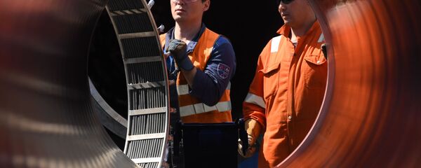 Рабочие на участке строительства газопровода Северный поток-2 в Ленинградской област - Sputnik Узбекистан