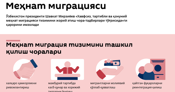 Меҳнат миграция тизимини ташкил қилиш чоралари Меҳнат миграция тизимини ташкил қилиш чоралари - Sputnik Ўзбекистон