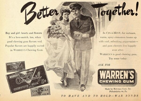 Реклама жевательной резинки компании Warren, 1945 год  - Sputnik Узбекистан