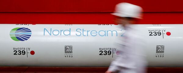 Логотип проекта Северный поток - 2 на одной из труб Логотип проекта Северный поток - 2 на одной из труб - Sputnik Ўзбекистон