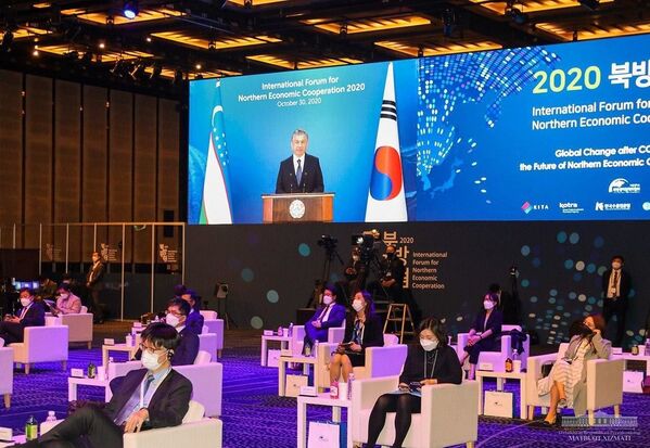 Выступление  Президента Республики Узбекистан Шавката Мирзиёева на Втором Международном форуме северного экономического сотрудничества - Sputnik Узбекистан