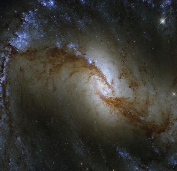 Спиральная галактика NGC 1365 в созвездии Печь, снятая космическим телескопом Хаббл. - Sputnik Узбекистан