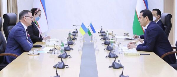 3 noyabrya tekushego goda zamestitel Premyer-ministra – ministr investitsiy i vneshney torgovli Respubliki Uzbekistan S.Umurzakov provel vstrechu s Chrezvichaynim i Polnomochnim Poslom Ukraini v Respublike Uzbekistan N.Doroshenko - Sputnik O‘zbekiston