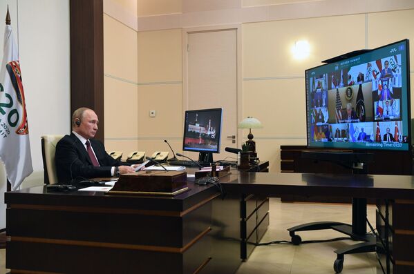 Rossiya prezidenti Vladimir Putin G20 sammiti videokonferensiya rejimida qatnashmoqda - Sputnik O‘zbekiston
