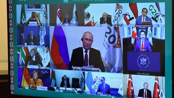 Участники саммита Группы двадцати в режиме видеоконференции - Sputnik Узбекистан