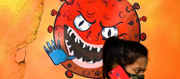 Изображение коронавируса на стене - Sputnik Ўзбекистон