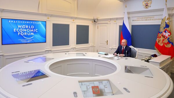 Президент РФ В. Путин выступил на сессии онлайн-форума Давосская повестка дня 2021 - Sputnik Узбекистан