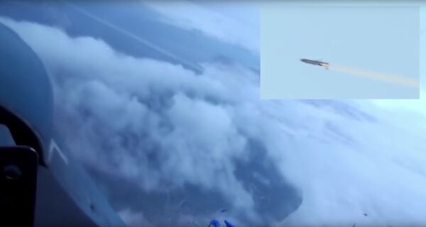 Испытания крылатой ракеты с ядерным двигателем Буревестник. Скриншот видео, предоставленного Минобороны РФ - Sputnik Ўзбекистон