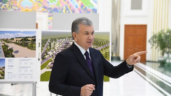 Мирзиёев на фоне проекта туристического комплекса в Самарканде - Sputnik Узбекистан