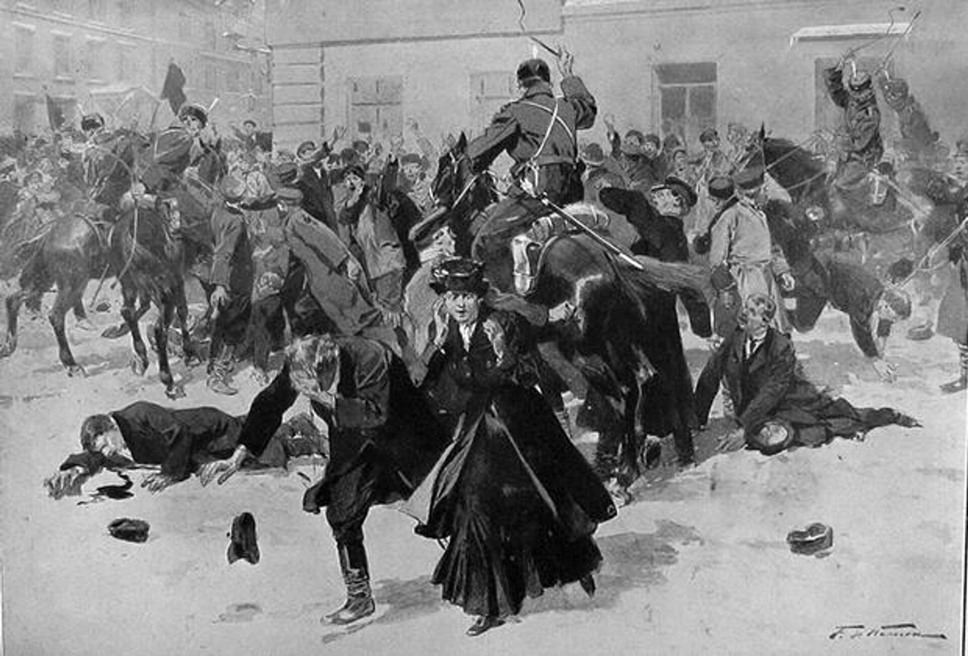 Разгон казаками демонстрации в 1905 году - Sputnik Узбекистан, 1920, 04.05.2021