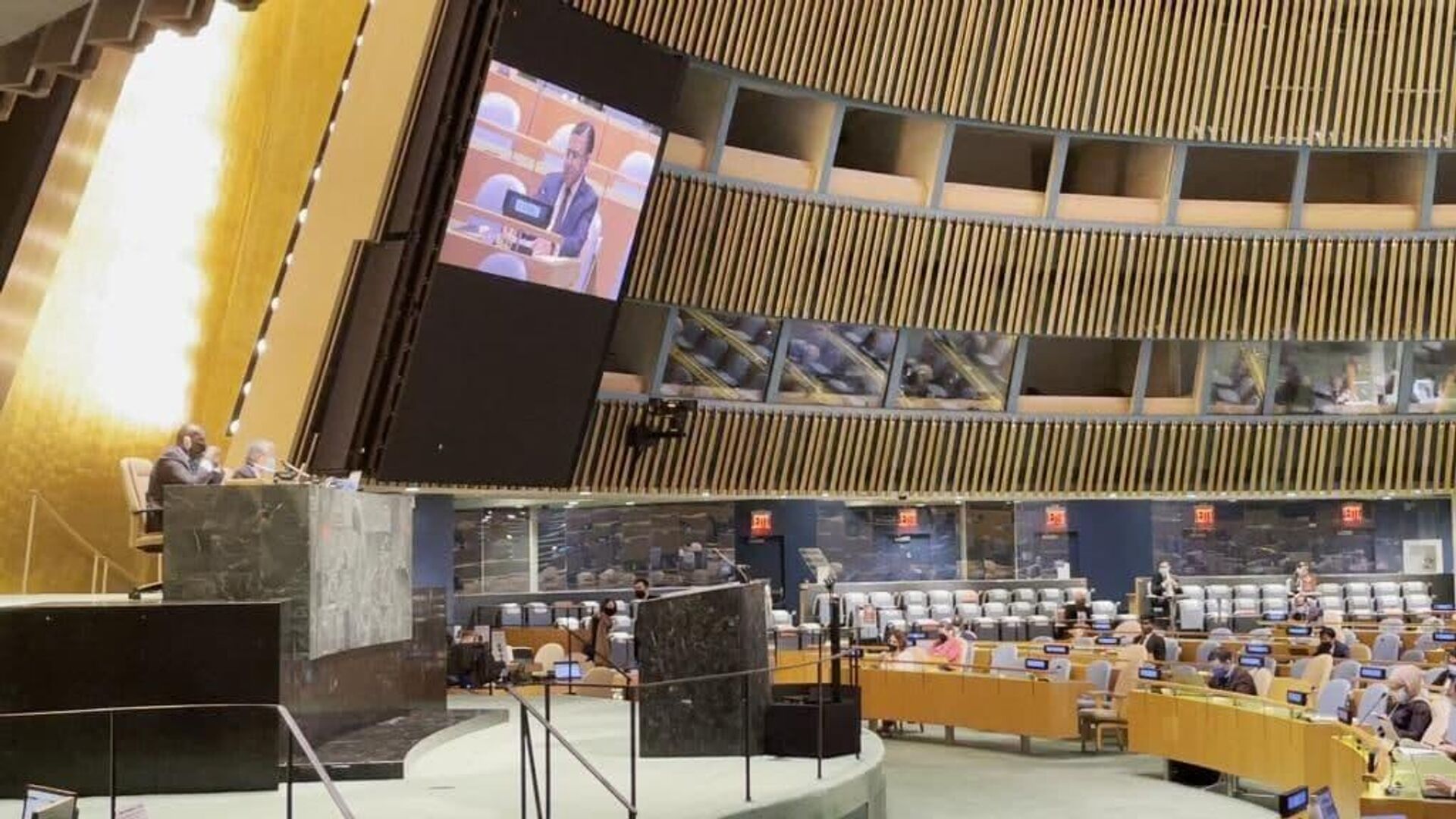 Пленарного заседания 75-ой сессии Генеральной Ассамблеи Организации Объединенных Наций  - Sputnik Узбекистан, 1920, 18.05.2021
