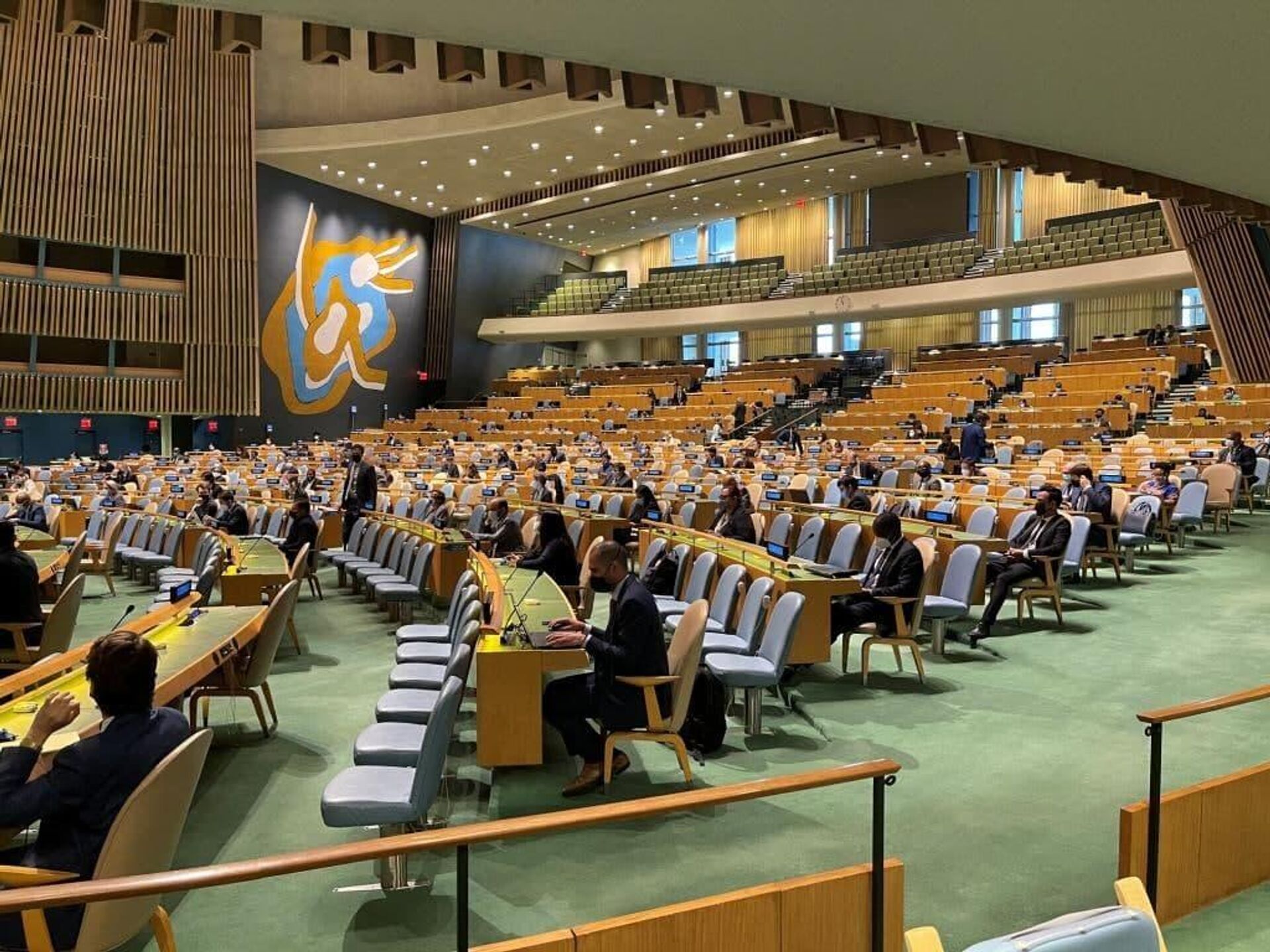 Пленарного заседания 75-ой сессии Генеральной Ассамблеи Организации Объединенных Наций  - Sputnik Узбекистан, 1920, 18.05.2021