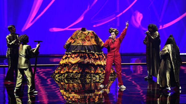 Певица Манижа (Россия) на репетиции первого полуфинала конкурса песни Евровидение-2021 в Роттердаме - Sputnik Ўзбекистон