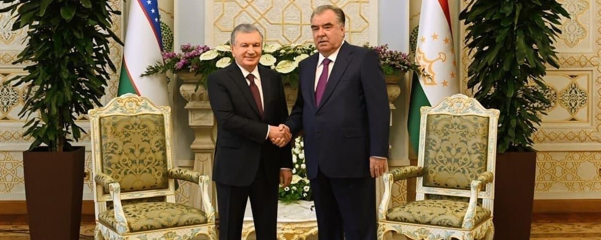 Президенты Узбекистана и Таджикистана Шавкат Мирзиёев и Эмомали Рахмон - Sputnik Узбекистан, 1920, 10.06.2021
