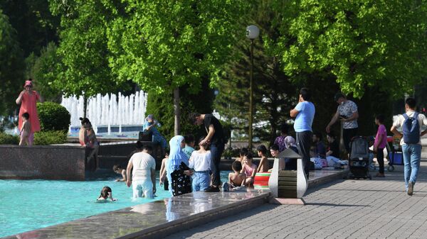 Пикничок и зона отдыха в одном из городских фонтанов столицы - Sputnik Ўзбекистон