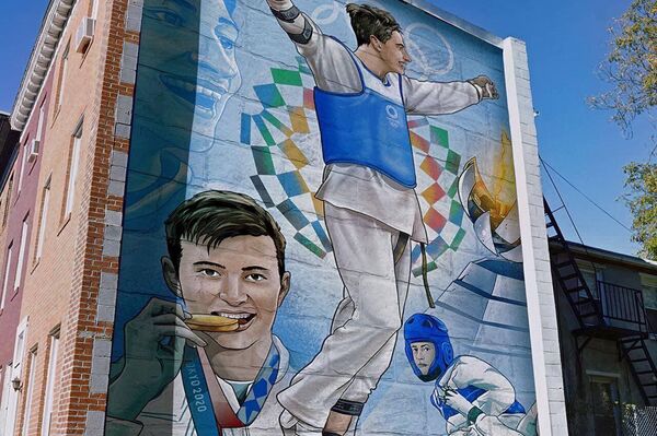 Граффити со спортсменами-олимпийцами в Ташкенте. - Sputnik Узбекистан