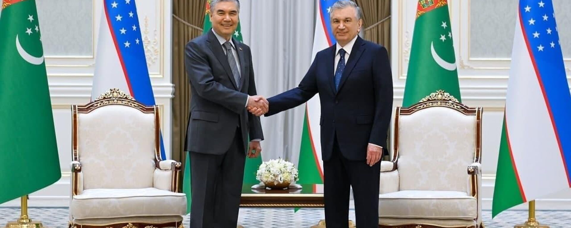 В резиденции Куксарой состоялась церемония официальной встречи Президента Туркменистана - Sputnik Ўзбекистон, 1920, 05.10.2021