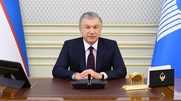 Президент Узбекистана Шавкат Мирзиёев во время видеоконференции глав СНГ - Sputnik Узбекистан
