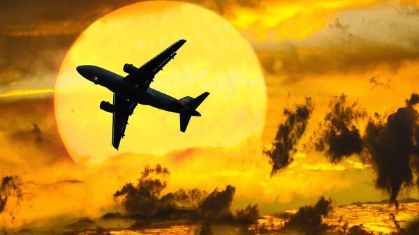 Самолет в небе, иллюстративное фото - Sputnik Ўзбекистон