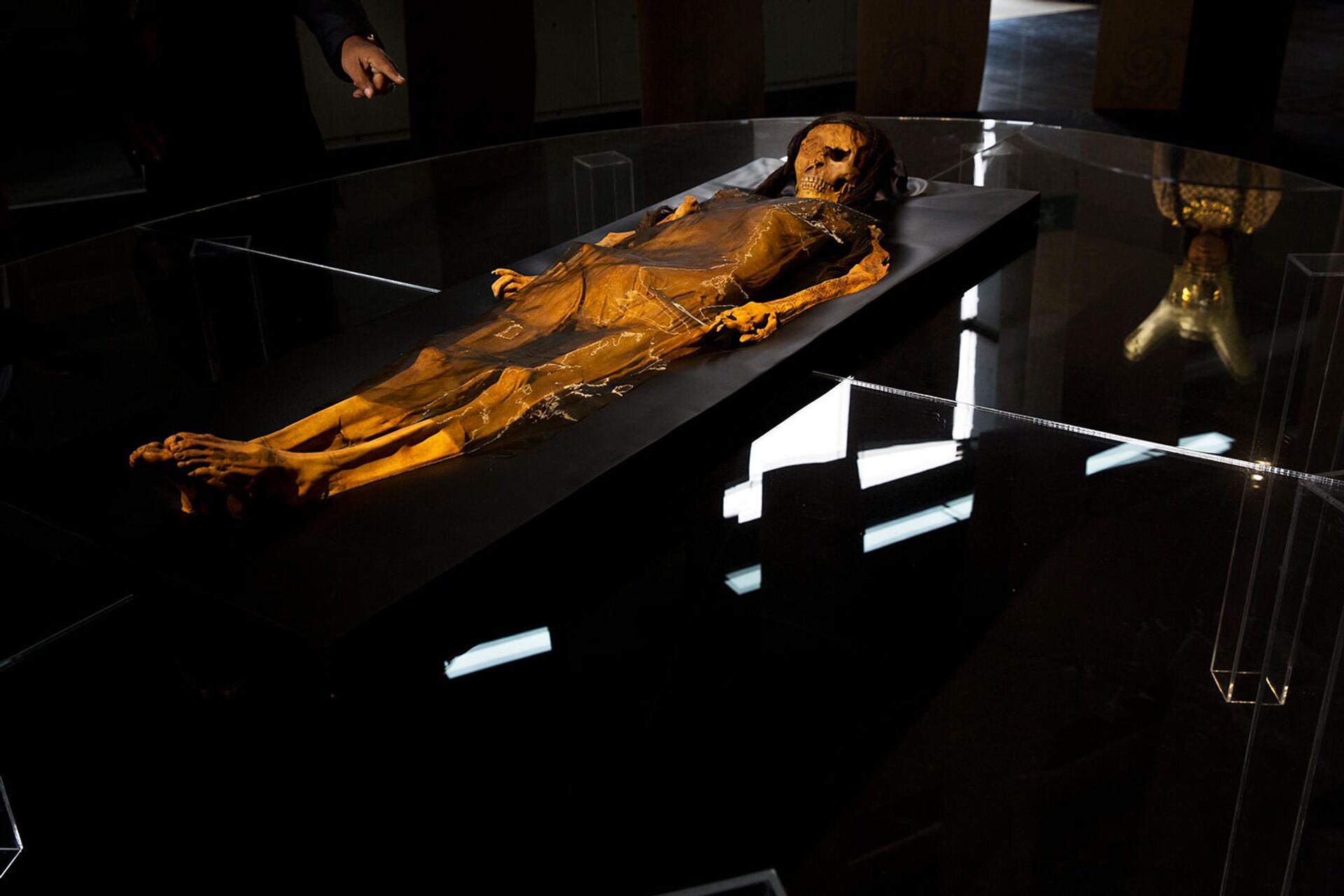 Копия мумии Леди Цао, найденная в 2005 году на месте археологических раскопок Уака-эль-Брухо, выставлена в Национальном музее в Лиме (5 июля 2017). Перу - Sputnik Узбекистан, 1920, 28.11.2021
