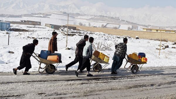 Юноши везут воду в горном населенном пункте Афганистана - Sputnik Узбекистан