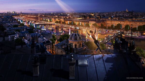 Визуализация церемонии открытия Олимпийских игр 2024 года в Париже. - Sputnik Узбекистан