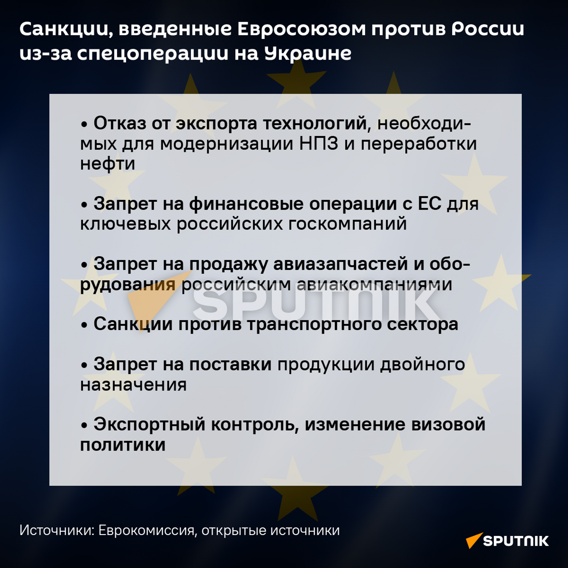 Санкции Евросоюза, введенные против России - Sputnik Узбекистан, 1920, 26.02.2022