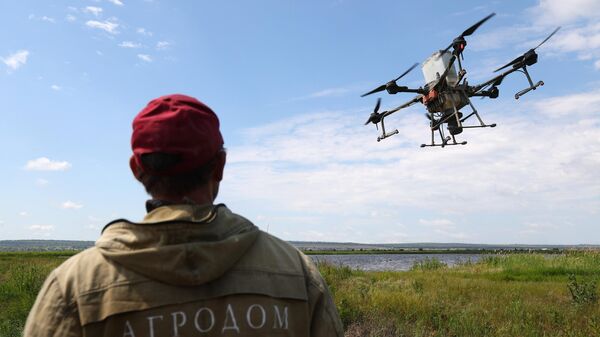 Сев риса при помощи дронов. Иллюстративное фото - Sputnik Узбекистан