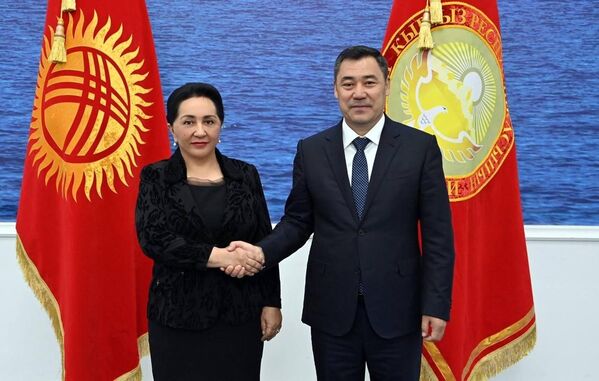 Танзила Нарбаева и президент Кыргызстана Садыр Жапаров во время встречи в 2022 году. - Sputnik Узбекистан