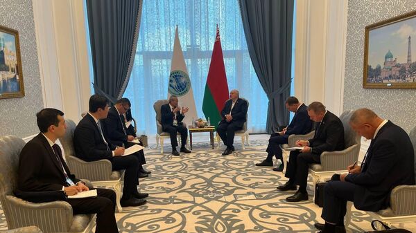 Генеральный секретарь ШОС Чжан Мин на встрече с президентом Республики Беларусь Александром Лукашенко - Sputnik Узбекистан
