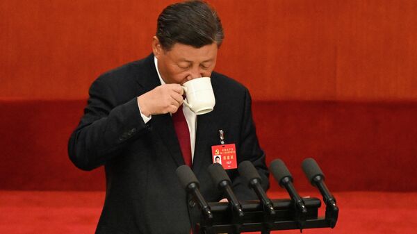 Председатель КНР Си Цзиньпин на открытии XX съезда Компартии Китая в Пекине  - Sputnik Узбекистан