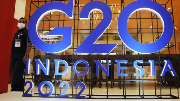 Логотип саммита G20 в Индонезии. - Sputnik Ўзбекистон