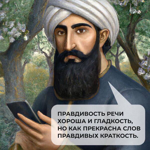 Здесь искусственный интеллект предложил нам погрузиться в мир живописи и создал портрет поэта в цветущем саду. - Sputnik Узбекистан