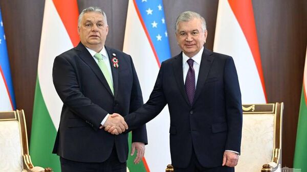 В рамках программы основного дня внеочередного саммита Организации тюркских государств Шавкат Мирзиёев провел встречу с Премьер-министром Венгрии Виктором Орбаном. - Sputnik Узбекистан