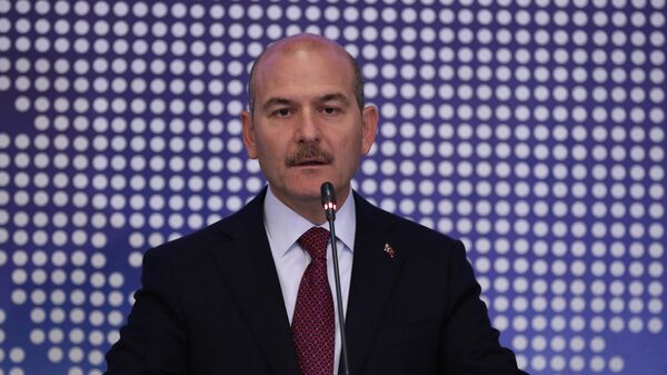 Выступление министра внутренних дел Турции Сулеймана Сойлу в Анкаре, Турция, 3 октября 2019 года. - Sputnik Узбекистан