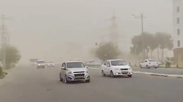Пыльная буря в Термезе. Скриншот видео - Sputnik Узбекистан