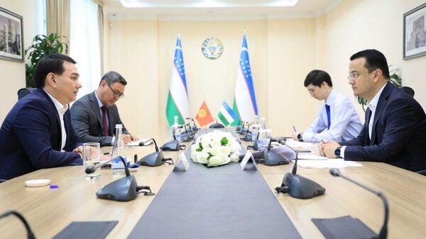 Министр инвестиций, промышленности и торговли Лазиз Кудратов обсудил инвестиционное сотрудничество с главой кыргызского агентства по инвестициям Умбриэлем Темиралиевым - Sputnik Узбекистан