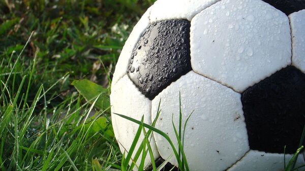 Футбольный мяч на зеленой траве. - Sputnik Узбекистан