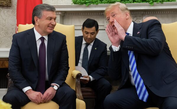 Шавкат Мирзиёев на встрече с президентом США Дональдом Трампом в Овальном кабинете Белого дома. - Sputnik Узбекистан