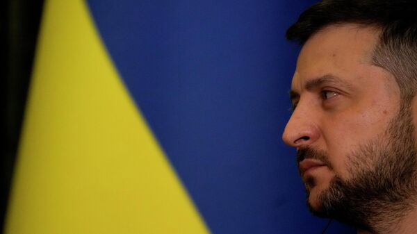Президент Украины Владимир Зеленский во время пресс-конференции в Киеве - Sputnik Ўзбекистон