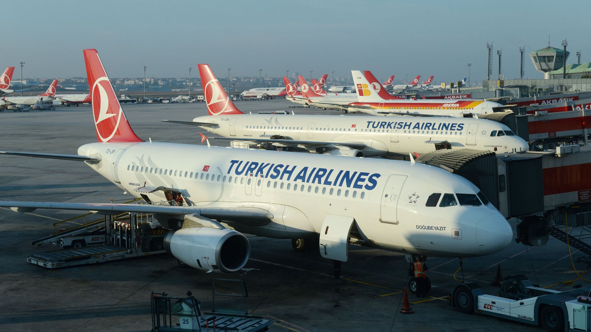 Самолеты авиакомпании Turkish Airlines в Международном аэропорту имени Ататюрка в Стамбуле. Архивное фото - Sputnik Узбекистан, 1920, 02.11.2023