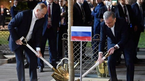Президент России Владимир Путин и президент Узбекистана Шавкат Мирзиёев  - Sputnik Узбекистан