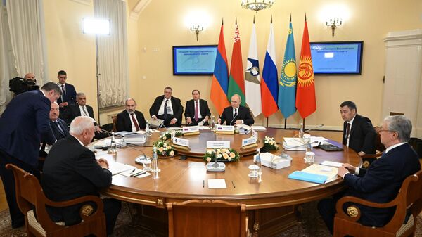 Президент РФ В. Путин принял участие в заседании Высшего Евразийского экономического совета - Sputnik Узбекистан