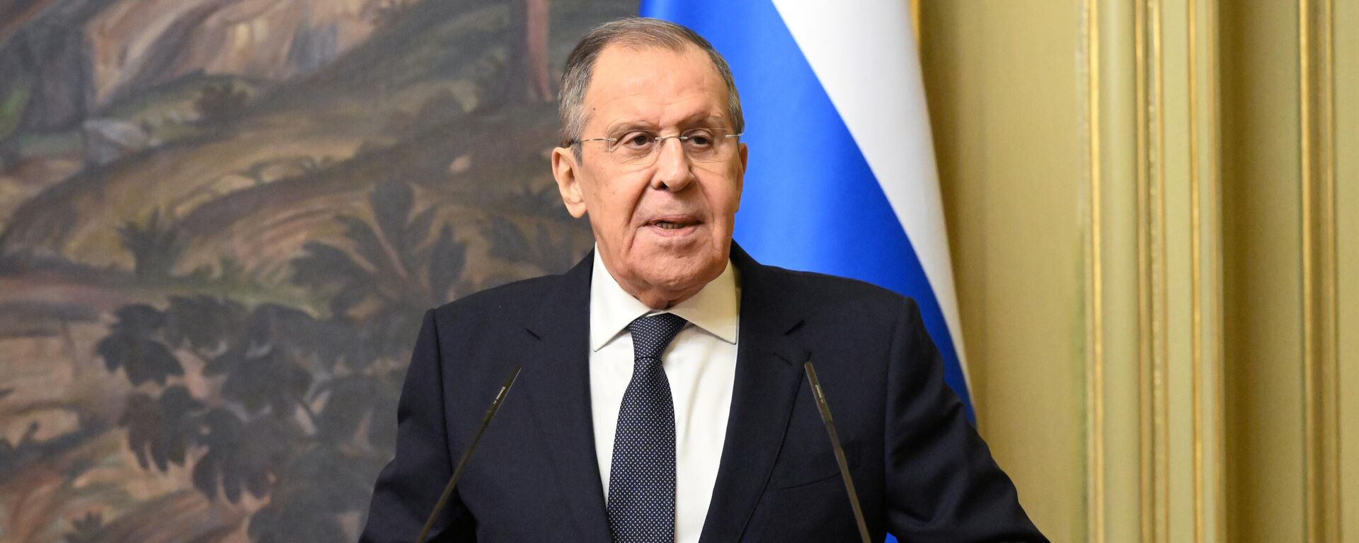 Ministr inostrannix del RF Sergey Lavrov na press-konferensii po itogam vstrechi s ministrom inostrannix del Indii Subramanyamom Djayshankarom v Dome priyemov MID v Moskve. - Sputnik O‘zbekiston, 1920, 24.10.2024