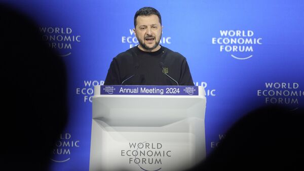  Vistuplenie Vladimira Zelenskogo na yejegodnom zasedanii Vsemirnogo ekonomicheskogo foruma v Davose.  - Sputnik O‘zbekiston