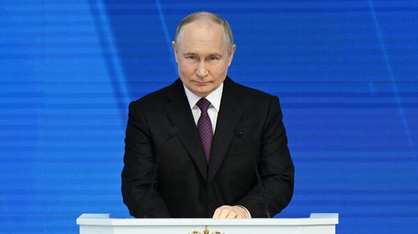 Обращение президента РФ В. Путина с ежегодным посланием к Федеральному собранию.  - Sputnik Узбекистан