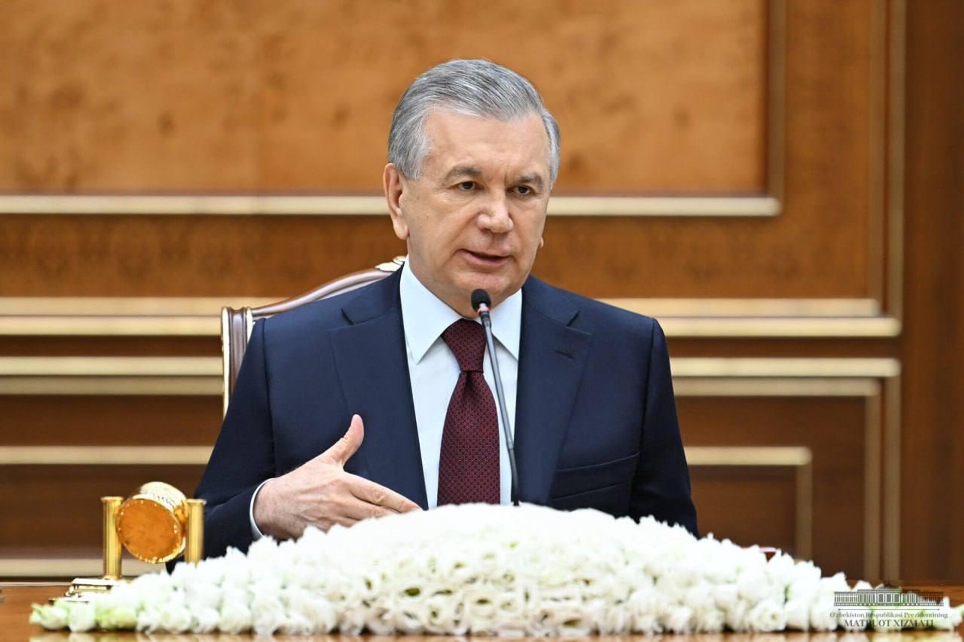 Prezident Respubliki Uzbekistan Shavkat Mirziyoyev prinyal delegatsiyu Tureskoy Respubliki v sostave ministra inostrannix del Xakana Fidana, ministra vnutrennix del Ali Yerlikaya i direktora Natsionalnoy razvedivatelnoy slujbi etoy strani Ibraxima Kalina. - Sputnik O‘zbekiston, 1920, 13.09.2024